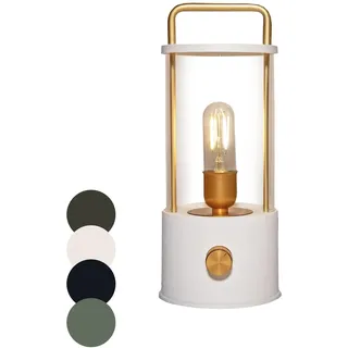 Coen Bakker LED Laterne Tischlampe dimmbar IP44 Lampe USB Warmweiß für Innen & Außen 15x11 cm Tischleuchte, Farbe:Weiß