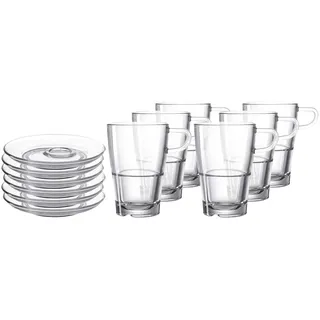 LEONARDO HOME Senso Latte-Macchiato Tasse und Unterteller, spülmaschinengeeignete Gläser mit Untertassen, 12er Set, 350 ml, 032831