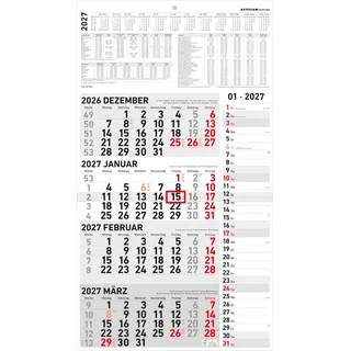 Zettler 4-Monatskalender Kombi 2027 Wandkalender 33x59 cm