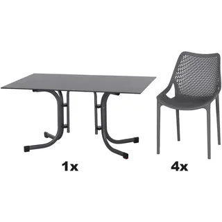 Siena Garden Urban Lights Set 5teilig District gastrotauglich grau mit Tisch Sola 140x90