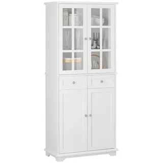 SoBuy Küchenschrank Weiß , Holzwerkstoff, Holz , 76x175x40 cm , Esszimmer, Anrichten, Buffetschränke