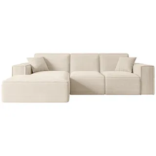 altdecor Ecksofa in L-Form, Serra-L - 266x169x80 cm Beige - Corner Sofa Bett Eckcouch Couch Wohnlandschaft Cauchsofa - Beige, Creme