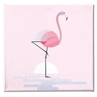 Homemania HM20KNV60x60-155 Flamingo-Tafel mit Tieren, für Wohnzimmer, Schlafzimmer, Mehrfarbig, Polyester, Holz, 60 x 3 x 60 cm