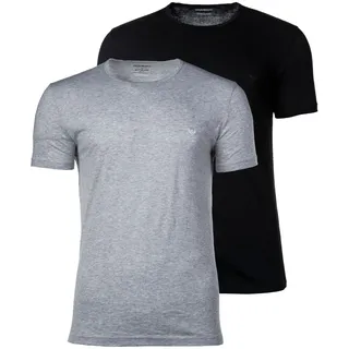 Emporio Armani Herren T-Shirt, Vorteilspack - Crew Neck, Rundhals, Baumwolle Schwarz/Grau S