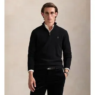 Polo Ralph Lauren für Herren. 710876756002 Wollpullover mit kurzem schwarzem Reißverschluss (XL), Lässig, Wolle