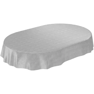 ANRO Wachstuchtischdecke Wachstuch Wachstischdecke Tischdecke Wachstuchdecke Grau Leinenoptik Oval 240x140cm