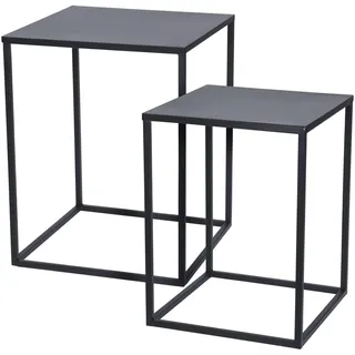 Well Home Tisch-Set, quadratisch, Metall, Schwarz, 2 Stück