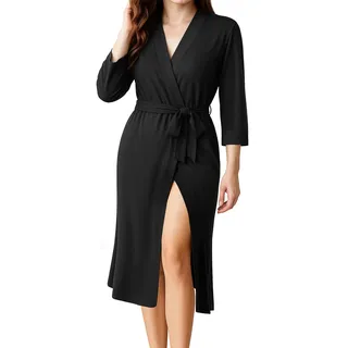 NY Threads Damen-Bademantel, lang, gestrickt, 3/4-Ärmel, weicher Kimono, leicht, Loungewear