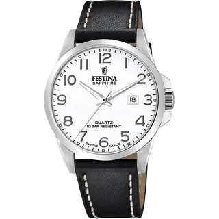 Festina Swiss Made F20025/1 Edelstahl Case SchwarzLeder Band