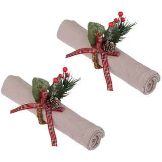 Atmosphera Createur d ́interieur Serviettenring Weihnachten 2er-Set , Multicolor , Kunststoff , 2.5x9x7 cm , Dekoration, Weihnachtsdekoration