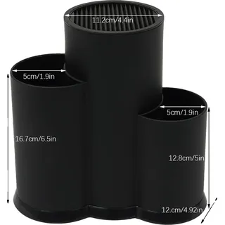 Messerblock, langlebiges Design, platzsparende Aufbewahrung, schwarz - Schwarz