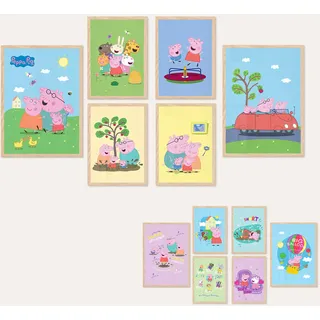 AG Design® DOPPELSEITIGES Set mit 6 Peppa Pig-Postern und Kunstdrucken | 2 Stk. x 30 x 42 cm + 4 x 21 x 30 cm | Für Kinderzimmer & Babyzimmer | Ohne Rahmen | AP6 351386
