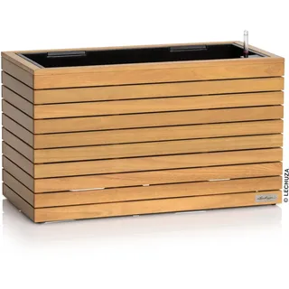 Lechuza-Pflanzgefäß PALO Natural Wood 80 Wide Low Eukalyptusholz, Pflanzgefäß mit Bewässerungssystem, Wasserstandsanzeiger und Pflanzeinsatz, Echtholz-Oberfläche, 78,5 x 37 x 46 cm, 16774