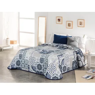 OTTO home Sofia Bettüberwurf 140 x 210 cm Blau/Weiß