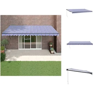 vidaXL Markise Einziehbar Blau und Weiß 5x3 m Stoff und Aluminium - Markisen - Blau