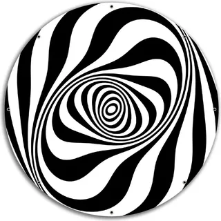 Wallario rundes Outdoor-Poster für Garten oder Balkon, Motiv Optische Täuschung - Zebra Muster - schwarz weiß, 60 cm Durchmesser - Schwarz