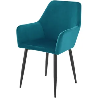 [en.casa] Esszimmerstuhl Hollola im 2er-Set , Türkis , Metall , 57x86x56 cm , Esszimmer, Stühle