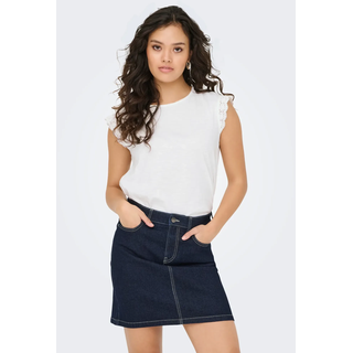 Shirttop JDY "JDYSALVA LIFE S/L CROCHET TOP JRS", Damen, Gr. XL, weiß (cloud dancer), Jersey, Obermaterial: 100% Baumwolle, unifarben, regular fit normal, Rundhals, angeschnitten, Tops Shirttop