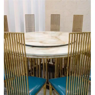Luxus Runder Tisch Runde Tische Edelstahl Möbel Design Esszimmer Esstische Neu - Braun