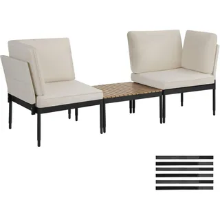 tectake Gartenlounge-Set aus Aluminium Magaluf, Armlehnen mit Seitentaschen, stapelbar, anthrazit/grau , Anthrazit, Grau , Metall , Gartenmöbel, Gartengarnituren, Gartenmöbel-Sets