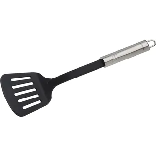 Fackelmann Pfannenwender Ovalgriff 8,2 x 32 cm Kunststoff spülmaschinengeeignet silber/schwarz