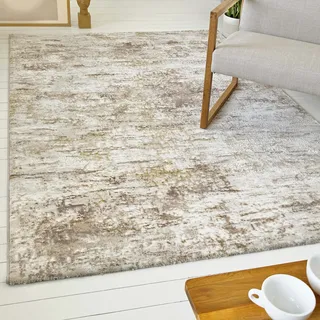 OTTO home Teppich »Aeliana« rechteckig 12 mm Höhe weicher Kurzflor, Hoch Tief, Skandi, Vintage, Wohnzimmer, Schlafzimmer, beige