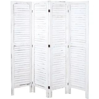 Mendler Paravent HWC-G30, Trennwand Sichtschutz Raumteiler, Shabby-Look 170x162cm ~ weiß