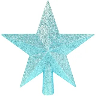 SULOLI Stern Weihnachtsbaum Spitze Weihnachtsbaum 3D Stern Topper für Weihnachtsdekoration mit Glitzer (Hellblau)
