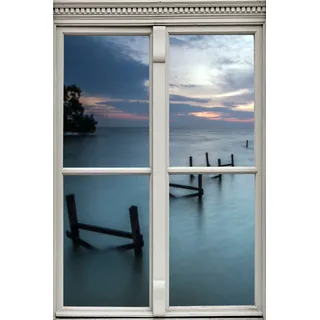queence Wandsticker »Meer«, Wandsticker, Wandbild, selbstklebend, 3D, Fenster, blau