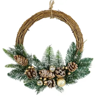 I.GE.A. »Weihnachtskranz dekoriert« mit Christbaumkugeln Zapfen Zweige Beeren Adventskranz Weihnachtsdeko