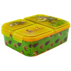 Premium Brotdose Dinosaurier T-Rex Lunchbox mit 3 Fächern, Bento Brotbox für Kinder - ideal für Schule, Kindergarten oder Freizeit