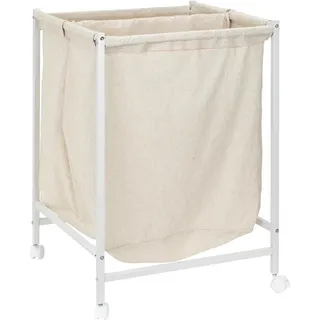 PBJ Wäschekorb , Weiß , Textil, Metall , 55x80x28 cm , Nur In Filialen Erhältlich
