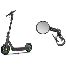 Segway-Ninebot MAX G30D II, E Scooter mit Straßenzulassung für Erwachsene, max. 20 km/h Geschwindigkeit, 65 km Reichweite, Lange Reichweite & M-Wave Spy Mini Fahrradspiegel 3D, schwarz, lang