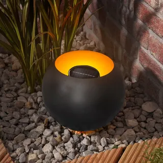 esotec Solarleuchte Metall 26×21 cm 66 LEDs Flammeneffekt schwarz