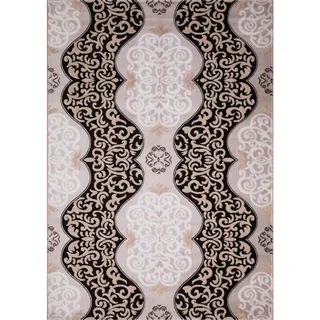 Vintage-Teppich , Schwarz, Weiß, Beige , Textil , orientalisch , rechteckig , 80x150 cm , Teppiche und Böden, Teppiche, Webteppiche