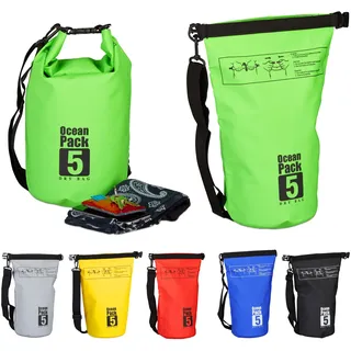 Relaxdays Ocean Pack 5L Packsack wasserdicht, grün