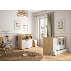 Galipette Babymöbel-Set »Arthur«, (5 St., mit Bett und Bettschublade, Wickelkommode, Wickelaufsatz und Regal), braun