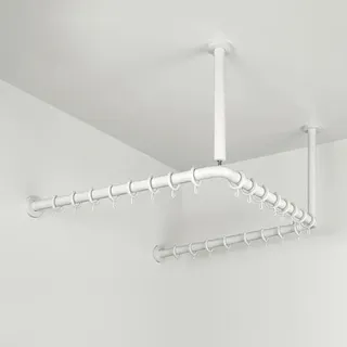 pba 01 Duschvorhangstange, U 1500x1500mm U- Form mit 2 DA 440mm aus Nylon - Weiß