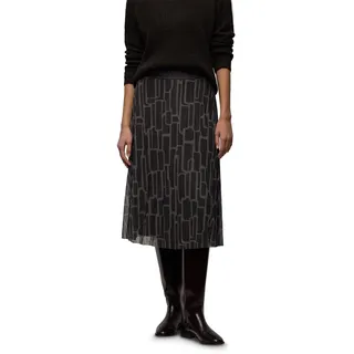 Street One Mesh Plissée Rock mit Print Darkest Brown 36