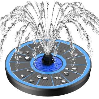 SZMP Solar Springbrunnen für Außen mit 3.5W Glas Solarpanel Solarbrunnen für Draussen mit 8 Düsen & 4 Fixe Rohre, Solar Teichpumpe Solar Wasserpumpe für Garten, Teich, Vogelbad, DIY Wasserspiel