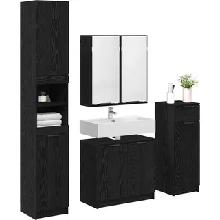 vidaXL Badezimmermöbel-Set 4 pcs Schwarz Eichen-Optik Holzwerkstoff - Schwarz