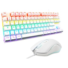 The G-Lab Combo Mercury – Set mit Tastatur und Maus, mechanisch, programmierbar, Gaming-Tastatur, mechanisch, Tkl, RGB, Switch Red, Azerty, Gaming-Maus, 6 Tasten, 7200 DPI [Weiß]