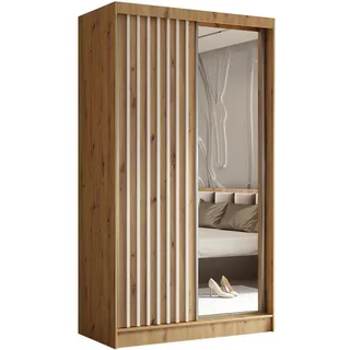 beautysofa Schwebetürenschrank Helix 120 x 216 x 61 cm Weiß/Eiche Artisan