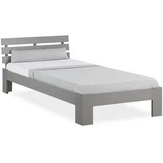 Homestyle4u Holzbett 90/200 cm mit Lattenrost grau , Grau , Holz , Kiefer , 90x200 cm , Schlafzimmer, Betten
