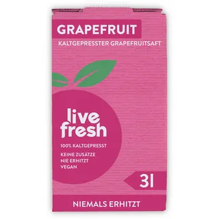 LiveFresh Grapefruitsaft Kaltgepresst - 3 Liter Saftbox Grapefruit Saft l