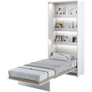 Furniture24 Schrankbett Bed Concept, Wandklappbett mit Lattenrost, V-Bett, Wandbett Bettschrank Schrank mit integriertem Klappbett Funktionsbett BC-03, 90 x 200 cm, Weiß/Weiß, Vertical - Weiß