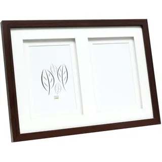 Deknudt Frames Galerierahmen mit doppeltem Passepartout -Braun - S65KQ2 für 2 Bilder Bildgröße 15x20cm - Bilderrahmen Holz MDF - Bilder aufhängen oder ausstellen