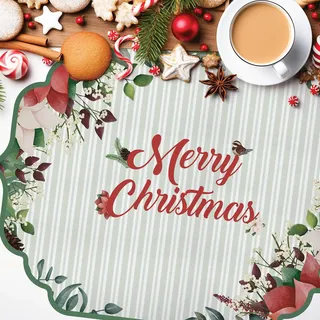 CREARREDA Tischsets Weihnachten 4er Set Frühstücksbrettchen aus PVC, 48 x 33 cm, rutschfest, waschbar, schmutzabweisend, hitzebeständig, Made in Italy