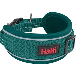 Halti Anatomie Halsband - Mit Breitem Design, empfohlen von Tierärzten zur Druckentlastung, reflektierend, Neoprenpolsterung, verstellbar, zugehörige Leine & zugehöriges Geschirr (Größe XS, Blaugrün)
