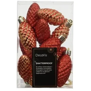 Kaemingk Set Dekorationen Weihnachtsbaum Tannenzapfen Red (12pz-9, 5cm)